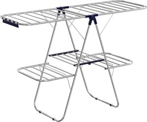 Etendoir à linge pliable SONGMICS LLR53BU Avec ses 4 bras à 2 niveaux et 33 barres de suspension